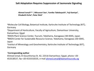 Salt Adaptation Requires Suppression of Jasmonate Signaling