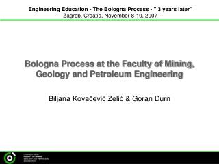 Bologna Process at the Faculty of Mining, Geology and Petroleum Engineering