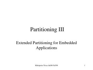 Partitioning III
