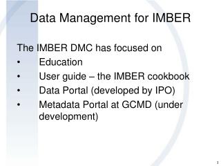 Data Management for IMBER