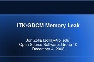 ITK/GDCM Memory Leak