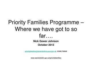 Priority Families Programme – Where we have got to so far….