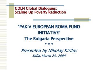 GDLN Global Dialogues: Scaling Up Poverty Reduction