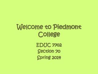 Welcome to Piedmont College