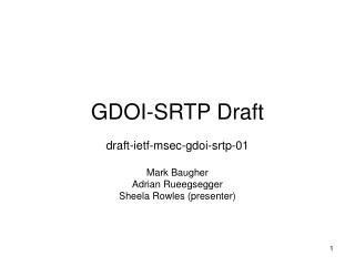 GDOI-SRTP Draft