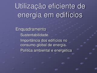 Utilização eficiente de energia em edifícios