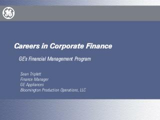 Careers in Corporate Finance