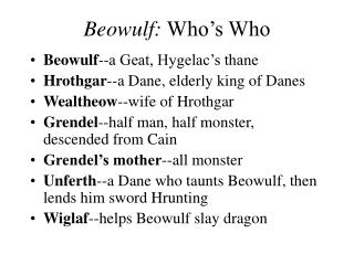 Beowulf: Who’s Who