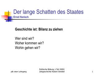 Der lange Schatten des Staates Ernst Hanisch