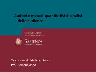 Auditel e metodi quantitativi di analisi delle audience