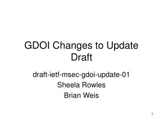 GDOI Changes to Update Draft