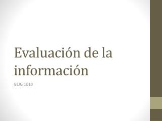 Evaluación de la información