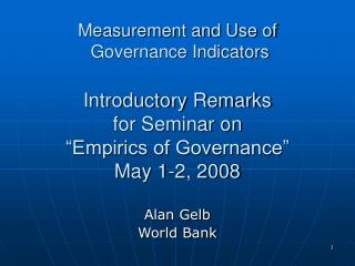 Alan Gelb World Bank