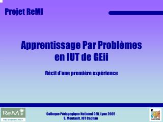 Apprentissage Par Problèmes en IUT de GEii