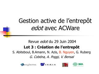 Gestion active de l’entrepôt edot avec ACWare