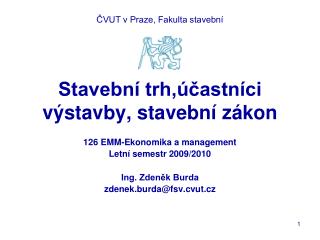 Stavební trh,účastníci výstavby, stavební zákon