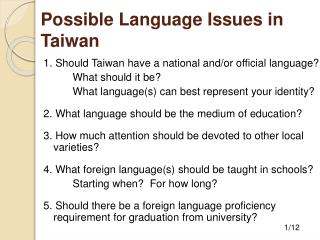 Possible Language Issues in Taiwan