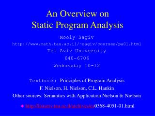 An Overview on Static Program Analysis