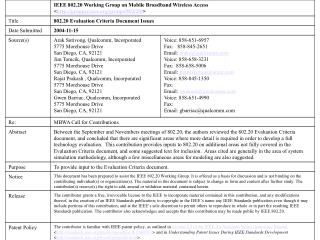 Evaluation Criteria Document Issues