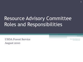 Resource Advisory Committee Roles and Responsibilities