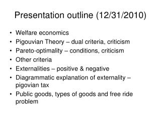 Presentation outline (12/31/2010)