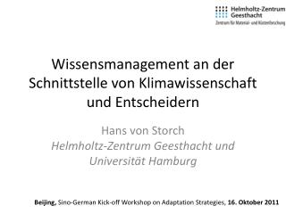 Wissensmanagement an der Schnittstelle von Klimawissenschaft und Entscheidern