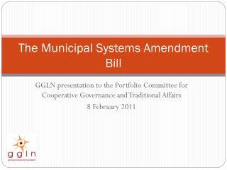 The Municipal Systems Amendment Bill
