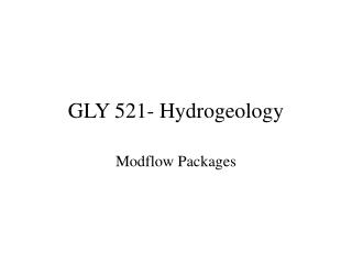 GLY 521- Hydrogeology
