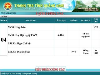LỊCH CÔNG TÁC