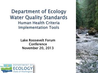 Department of Ecology Water Quality Standards Human Health Criteria Implementation Tools