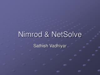 Nimrod &amp; NetSolve