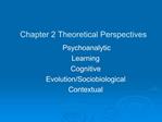 Chapter 2 Theoretical Perspectives