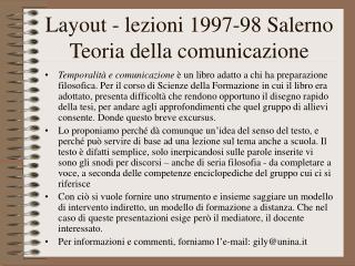 Layout - lezioni 1997-98 Salerno Teoria della comunicazione