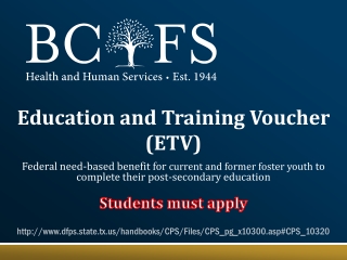 Education and Training Voucher (ETV)