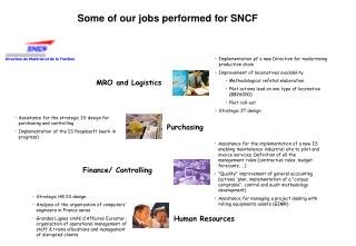 Some of our jobs performed for SNCF