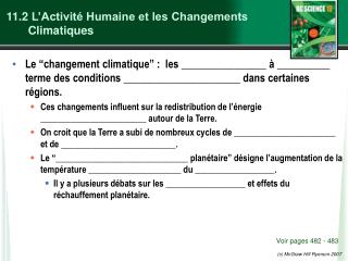 11.2 L’Activité Humaine et les Changements Climatiques