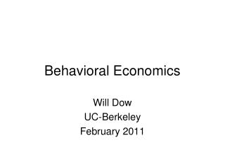 Behavioral Economics