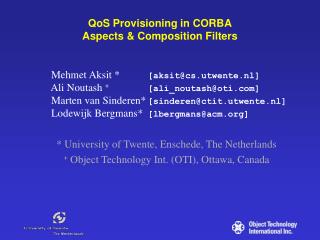 QoS Provisioning in CORBA Aspects &amp; Composition Filters