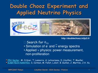 Double Chooz Experiment and Applied Neutrino Physics