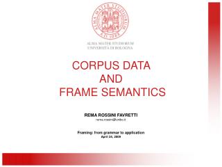CORPUS DATA AND FRAME SEMANTICS