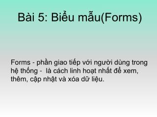 Bài 5: Biểu mẫu(Forms)