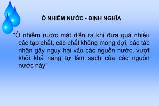 Ô NHIỄM NƯỚC - ĐỊNH NGHĨA