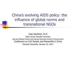 China’s evolving AIDS policy: the influence of global norms and transnational NGOs