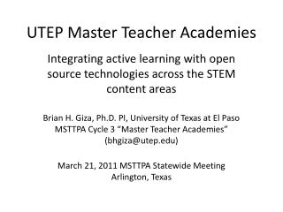 UTEP Master Teacher Academies