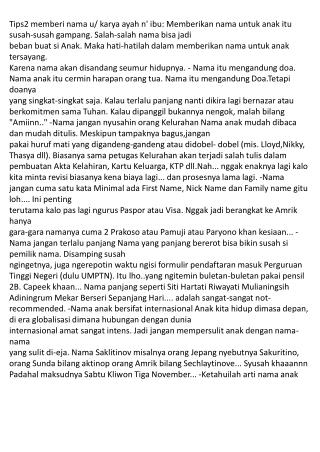 Ketahuilah arti nama anak. Jangan memberikan nama hanya karena enak diucapkan