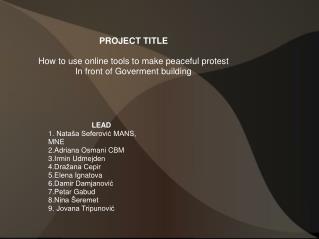 PROJECT TITLE How to use online tools to make peaceful protest In front of Goverment building