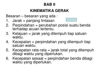 BAB II KINEMATIKA GERAK