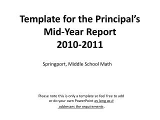 Template for the Principal’s Mid-Year Report 2010-2011