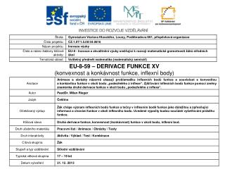 EU-8-59 – DERIVACE FUNKCE XV (konvexnost a konkávnost funkce, inflexní body)