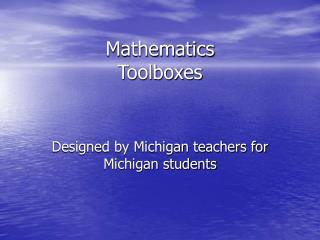 Mathematics Toolboxes